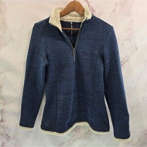 Kuhl Pullover Women Small Blue Plush Mock Sweater Teddy Sherpa Lined Alfpaca